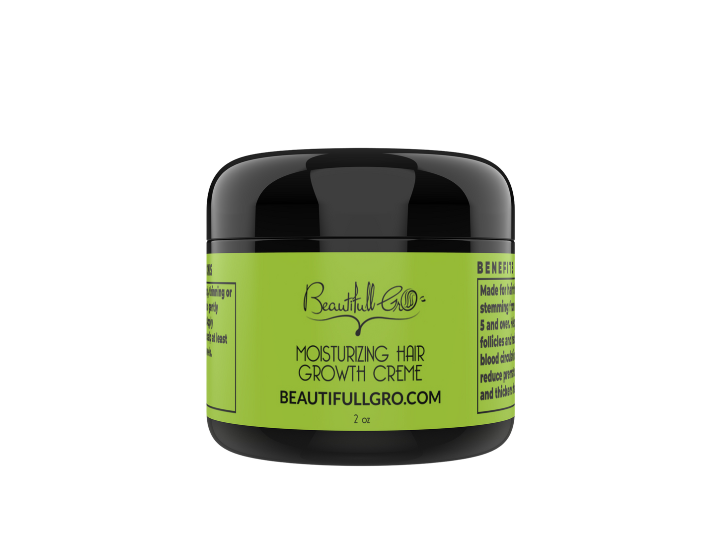 Beautifull Gro Moisturizing Hair Growth Crème for Black women, deeply hydrates natural hair, seals in moisture, and supports healthy hair growth for coily. curly, and kinky textures.