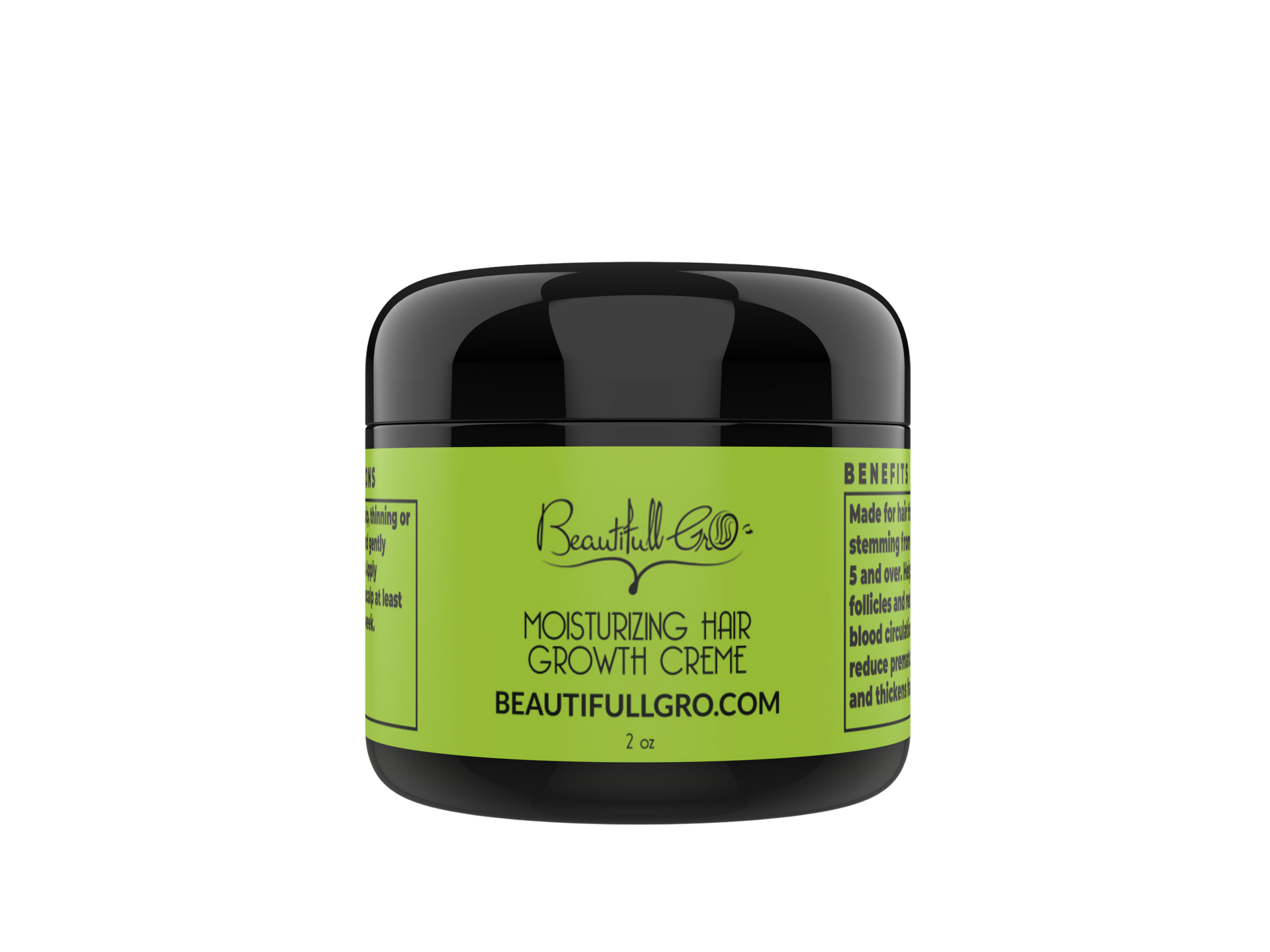 Beautifull Gro Moisturizing Hair Growth Crème for Black women, deeply hydrates natural hair, seals in moisture, and supports healthy hair growth for coily. curly, and kinky textures.