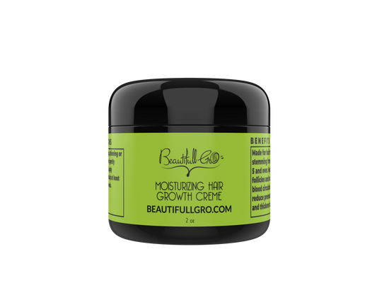 Beautifull Gro Moisturizing Hair Growth Crème for Black women, deeply hydrates natural hair, seals in moisture, and supports healthy hair growth for coily. curly, and kinky textures.