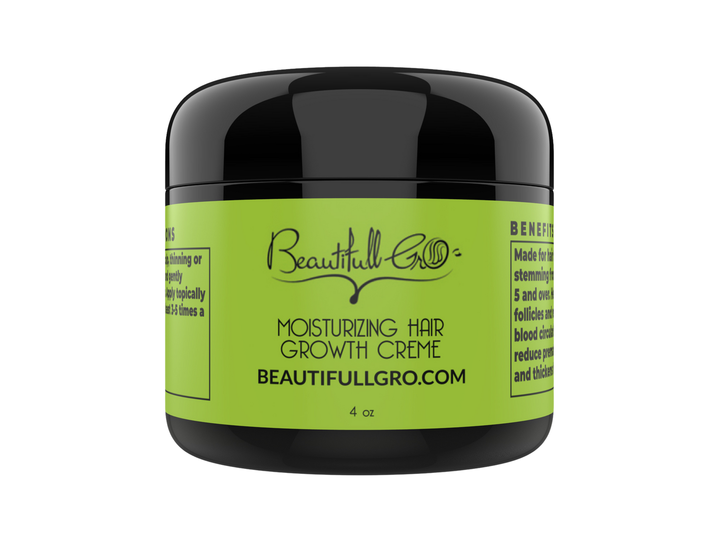 Beautifull Gro Moisturizing Hair Growth Crème for Black women, deeply hydrates natural hair, seals in moisture, and supports healthy hair growth for coily. curly, and kinky textures.