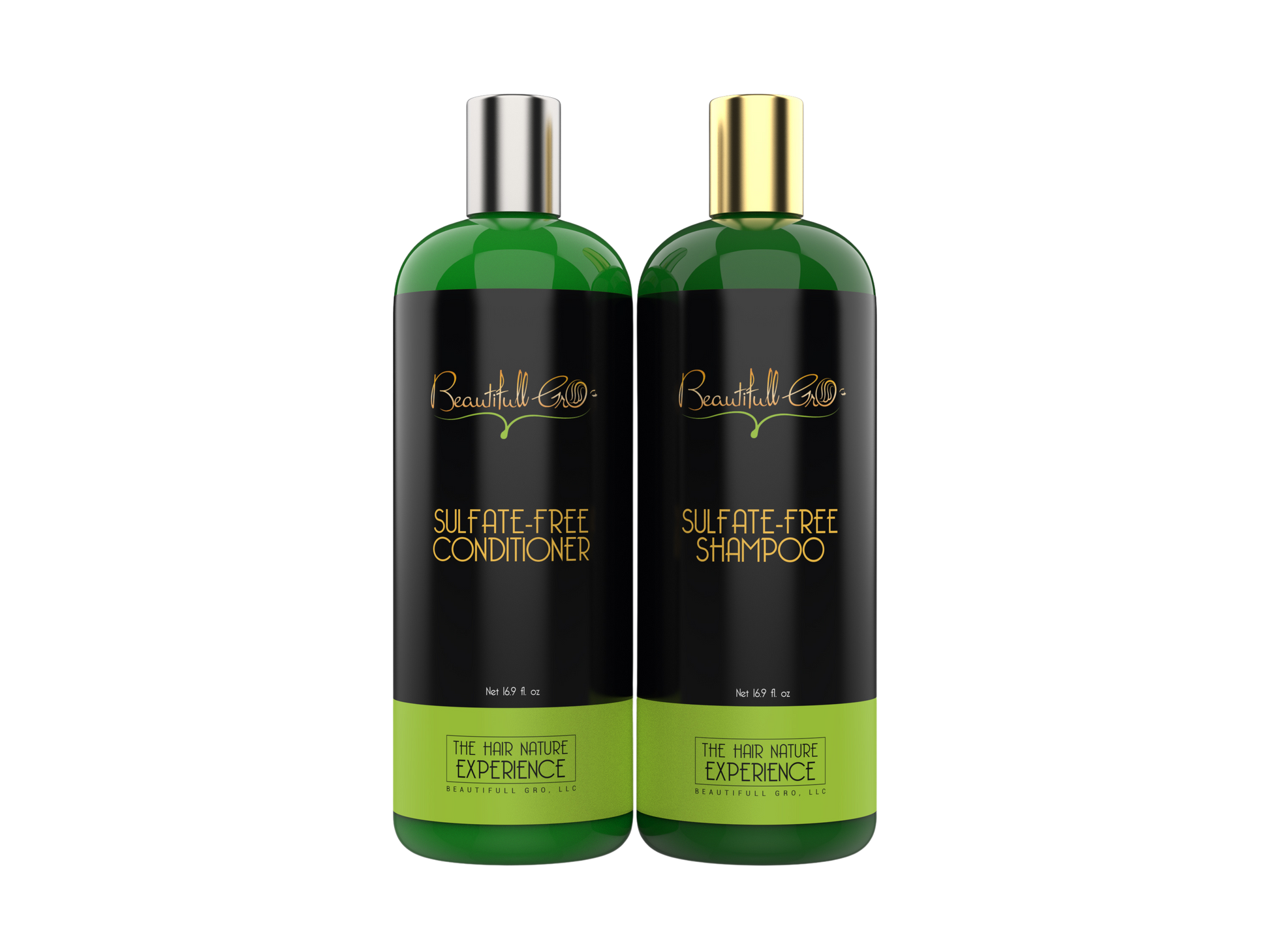 Beautifull Gro sulfate-free shampoo and conditioner set for Black women that gently cleanses, restores moisture, and supports healthy hair growth for dry, color-treated, curly, 4C, 3C, coily and kinky hair.
