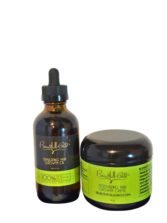 Hair Growth Oil & Creme Bundle for Hair Loss & Scalp Health-4 oz