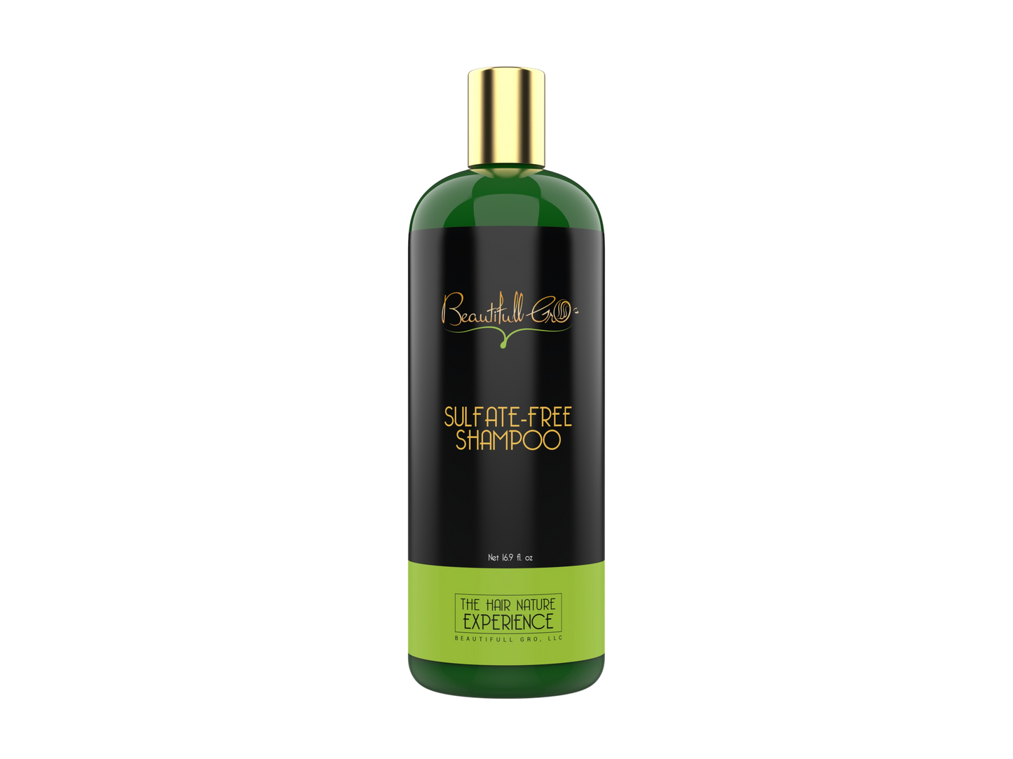 Beautifull Gro sulfate-free shampoo with apple-cider vinegar and peppermint oil for Black women that gently cleanses the scalp, removes buildup, and supports sensitive scalp and healthy hair growth for coily, curly, kinky, color-treated, and dry hair.