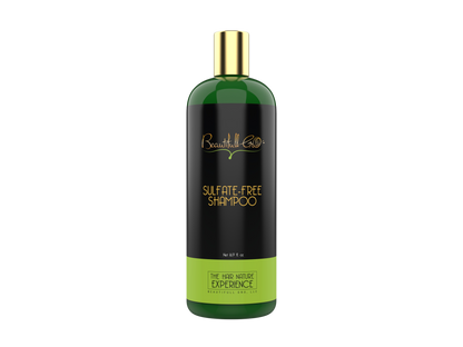 Beautifull Gro sulfate-free shampoo with apple-cider vinegar and peppermint oil for Black women that gently cleanses the scalp, removes buildup, and supports sensitive scalp and healthy hair growth for coily, curly, kinky, color-treated, and dry hair.
